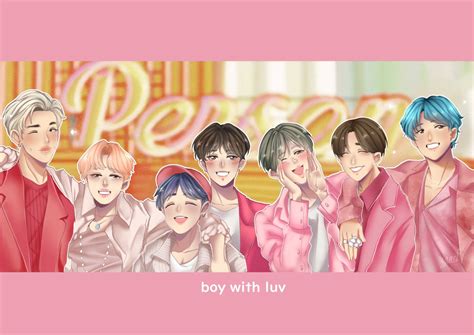 Download Cute Bts Drawing Boy With Luv Wallpaper | Wallpapers.com