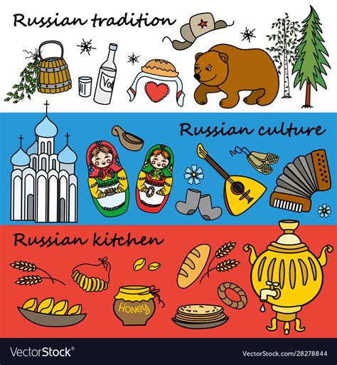 Russian symbols travel russia traditions Vector Image