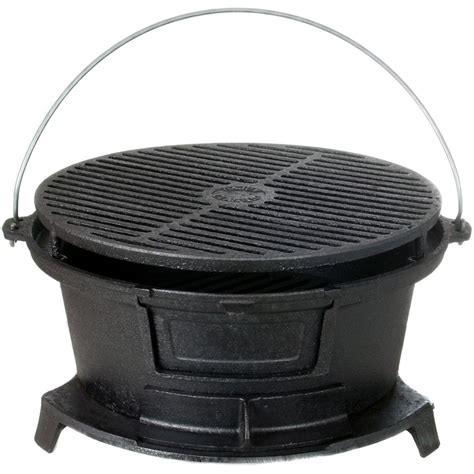 Cajun Cookware Round Seasoned Cast Iron Charcoal Hibachi Grill - GL10447 : BBQ Guys