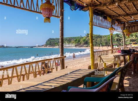 A beach restaurant on Om Beach, Gokarna in the Indian state of Karnataka. It is a popular hang ...