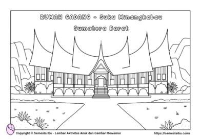 Gambar Mewarnai Anak TK - SD: Tema Rumah Adat Indonesia