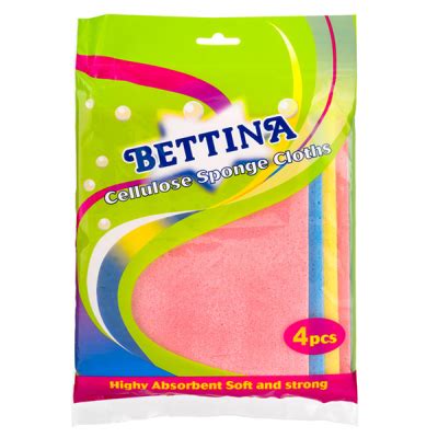 BETTINA CELLULOSE SPONGE CLOTH WIPES 4 PACK – UK Emporium Johannesburg