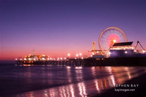 Photo: Santa Monica pier, at night. Santa Monica, California, USA.