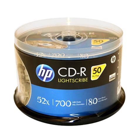 HP LightScribe CD-R 52X Blank Media Disc in Cake Box