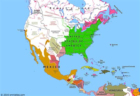 Centralist Mexico | Historical Atlas of North America (26 January 1840 ...