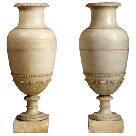 Pair of Large Neoclassical Alabaster Vases at 1stdibs