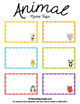 Free Printable Animal Name Tags