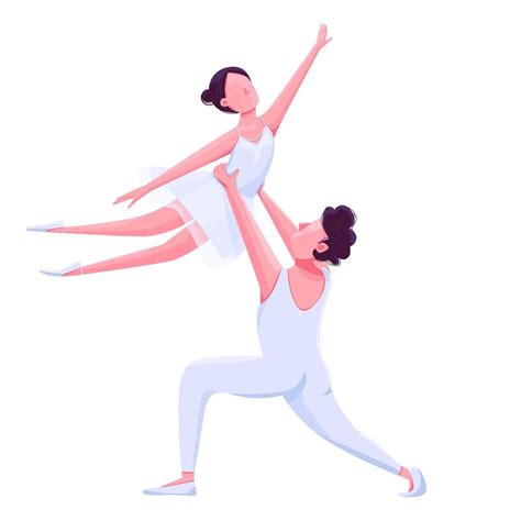 Ballet dancers couple performance flat color vector faceless character ...