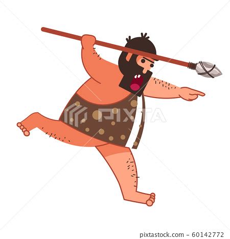 Caveman hunting and making fire, primitive man... - Stock Illustration [60142772] - PIXTA