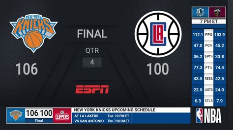 Knicks @ Clippers | NBA on ESPN Live Scoreboard - YouTube