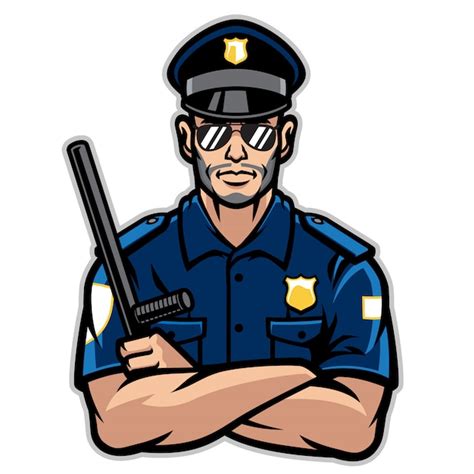 Premium Vector | Polise officer posing in crossing arms