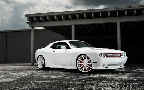 White Dodge Challenger coupe, car, rims, Dodge Challenger HD wallpaper ...