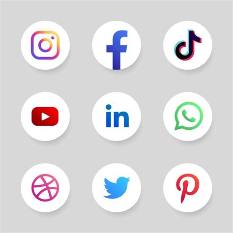 logotipos de redes sociales en el marco del círculo. 2409803 Vector en ...