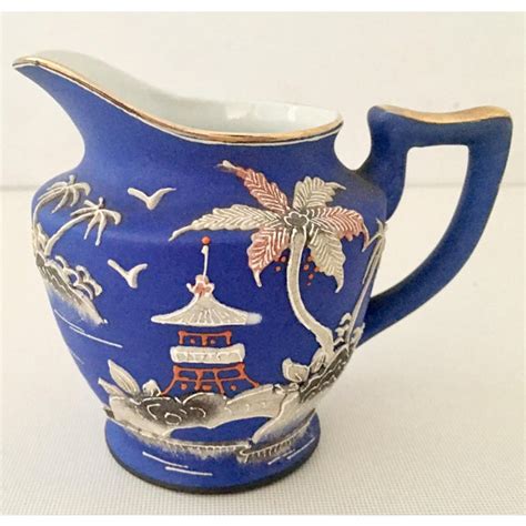 Antique Japanese Porcelain Hand-Painted Moriage Coffee/ Tea Set - Set of 10 | Chairish