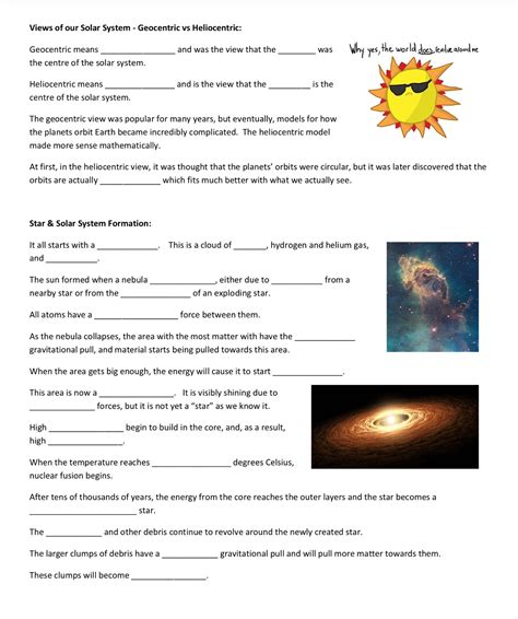 Answer Key Formation Of The Solar System Worksheet