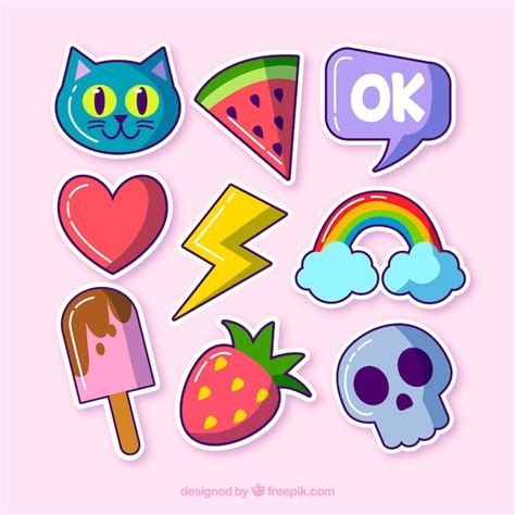 Free Vector | Funny set of lovely stickers