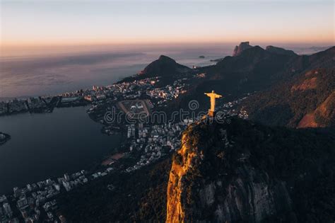 Aerial View of Christ De Redeemer during Sunrise in Rio De Janeiro, Brazil Editorial Image ...