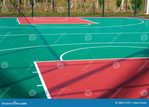 Close-up of a Brand New Basketball Court Stock Photo - Image of lawn ...