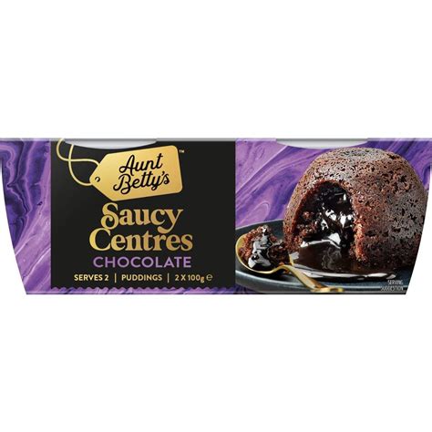 Aunt Betty's Saucy Centres Chocolate Puddings 2 Pack | Woolworths