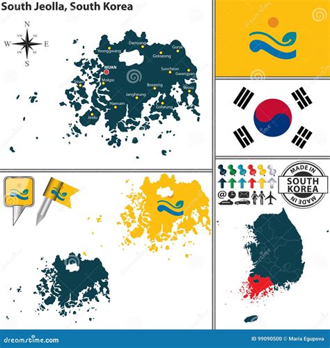 South Jeolla Province, South Korea Stock Vector - Illustration of areas ...