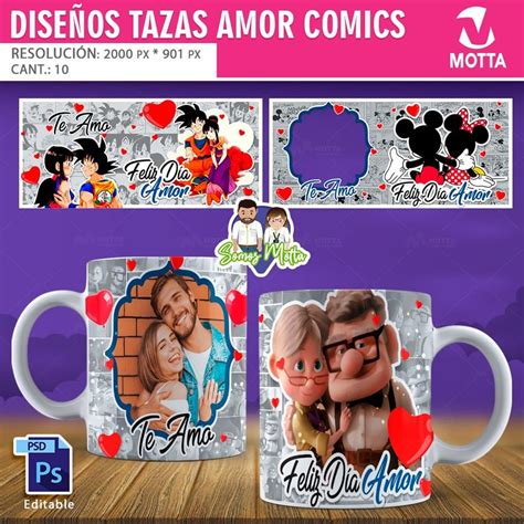 PLANTILLAS PARA SUBLIMAR TAZAS SAN VALENTÍN CÓMICS