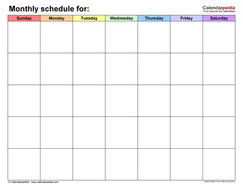 Free Monthly Schedules in PDF Format - 22 Templates
