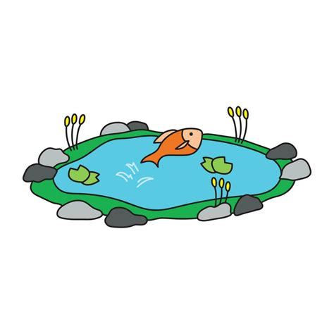 niños dibujo dibujos animados vector ilustración linda pescado saltos dentro estanque icono ...