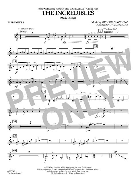 The Incredibles (Main Theme) (arr. Paul Murtha) - Bb Trumpet 1 by ...