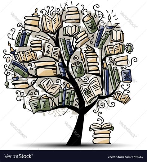 Book tree sketch for your design Royalty Free Vector Image