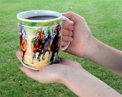 Coffee Mug Horse Race Track Equine Art for Him Mug | Etsy