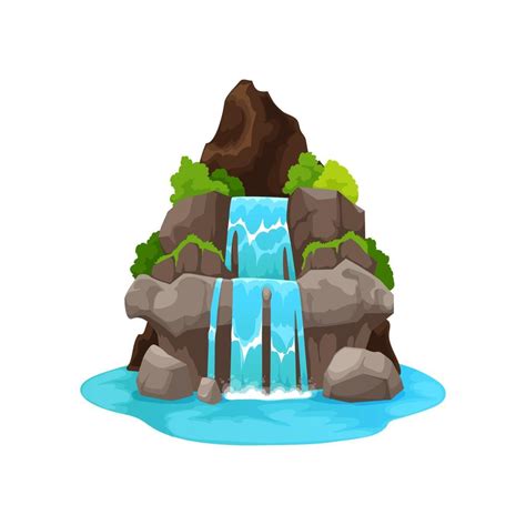 Cartoon water cascade, isolated jungle waterfall 19511049 Vector Art at Vecteezy