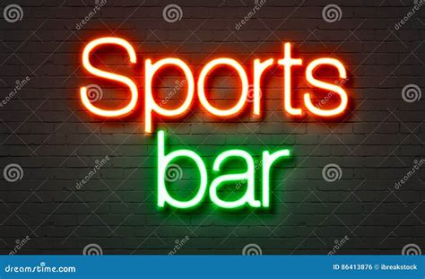 Sports Bar Neon Sign on Brick Wall Background. Stock Photo - Image of symbol, advertisement ...