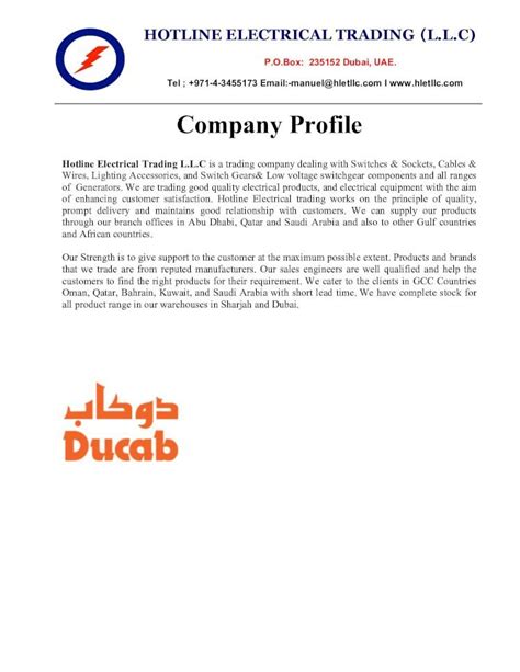 (PDF) ELECTRICALS - COMPANY PROFILE - Yellow Pages UAE · Ducab ...