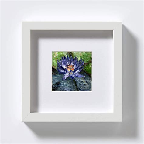 Blue Lotus Flower Painting Original Art Floral Small - Etsy