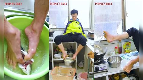 Armless man in China earns praise for using feet to care for newborn and wife