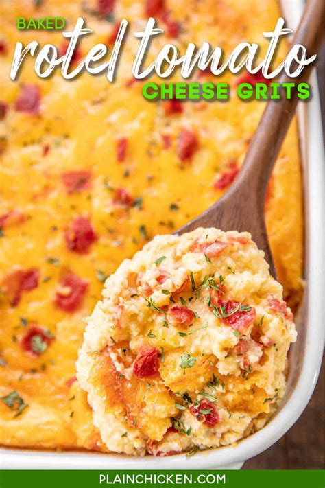 Baked Rotel Tomato Cheese Grits - Plain Chicken