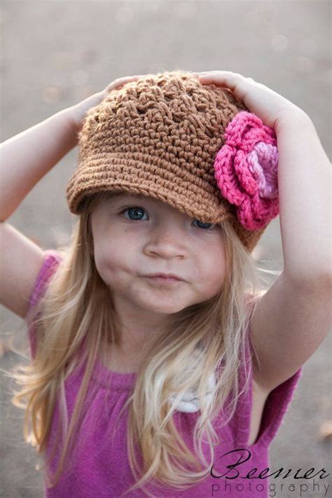 Crochet Hat With Flowergirls Hat Crocheted Flower Newsgirl - Etsy | Crochet hats, Crochet ...