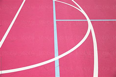 "Graphic Colourful Lines On A Pink Basketball Court" by Stocksy Contributor "Natalie JEFFCOTT ...