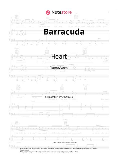 Barracuda piano sheet music and voice Heart in Note-Store.com | Piano&Vocal SKU PVO0099011