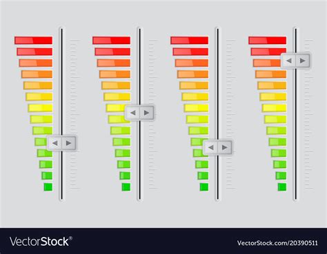 Vertical volume sliders from minimum to maximum Vector Image