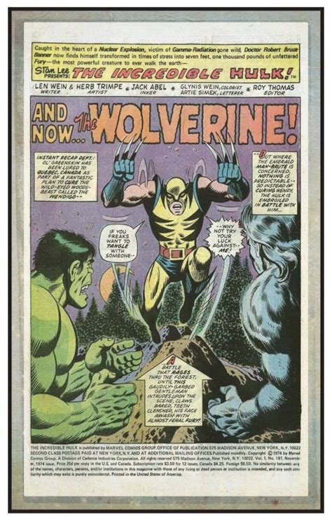 Marvel Comics Wolverine 1st Appearance Interior Page Print 15 by 24, 11 ...