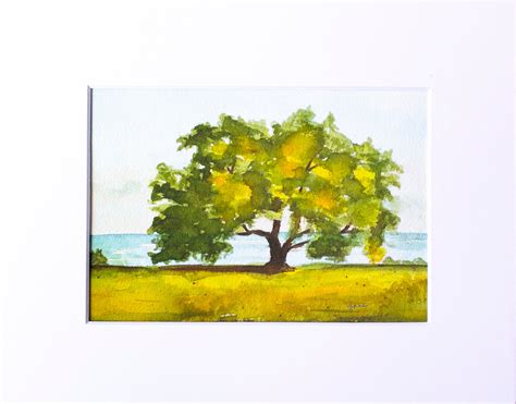 Coastal Oak 5x7 Watercolor Print Oak Tree Wall Art Father's Day Gift ...