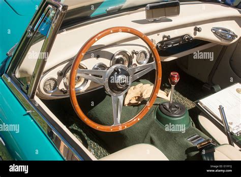 The interior of a vintage sports car, Austin Healey 3000 Stock Photo - Alamy