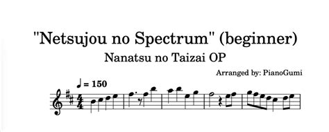 Nanatsu no Taizai OP - "Netsujou no Spectrum" - BEGINNER Piano Sheet Music