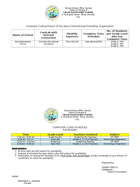 ICT Schedule