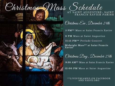 Christmas Mass Schedule - Saint Augustine - Saint Francis Xavier Roman Catholic Church