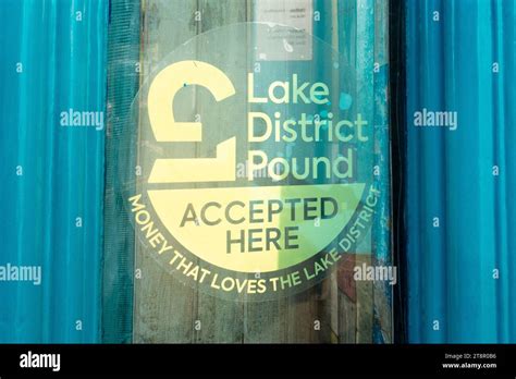 Lake District Pound Accepted Here sign, Lake District, England, UK - now discontinued Stock ...