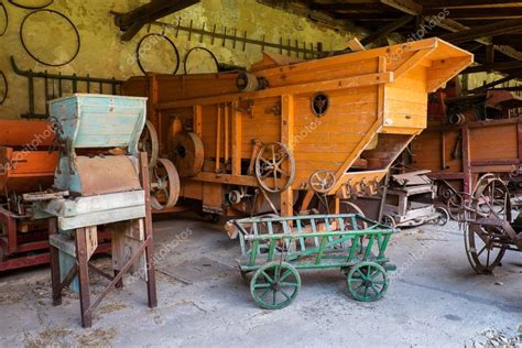 Ancient farm equipment | Ancient farm tools, machinery and equipment — Stock Photo © Weasel ...