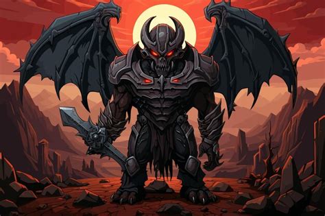 Premium Photo | Vector illustration of classic Diablo game