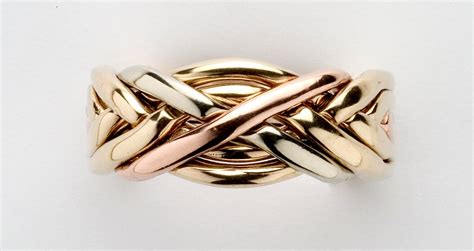 Men's Sterling Silver or Gold 6 Band Puzzle Ring, flatter tight weave ...